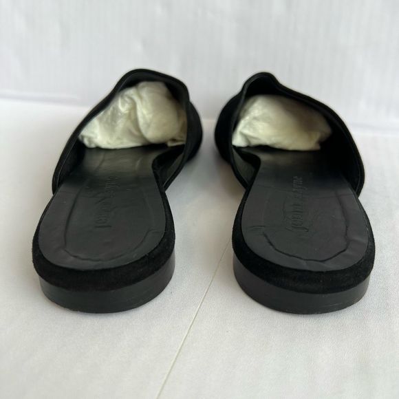 Jenni Kayne Leather Mule Slides Italian Made Black Suede Oiled Women's Size 7 - Picture 7 of 9